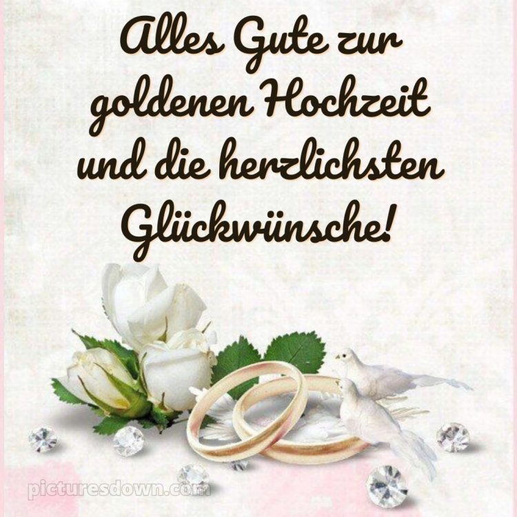 Moderne glückwünsche zur goldenen hochzeit bild Tauben und Ringe kostenlos