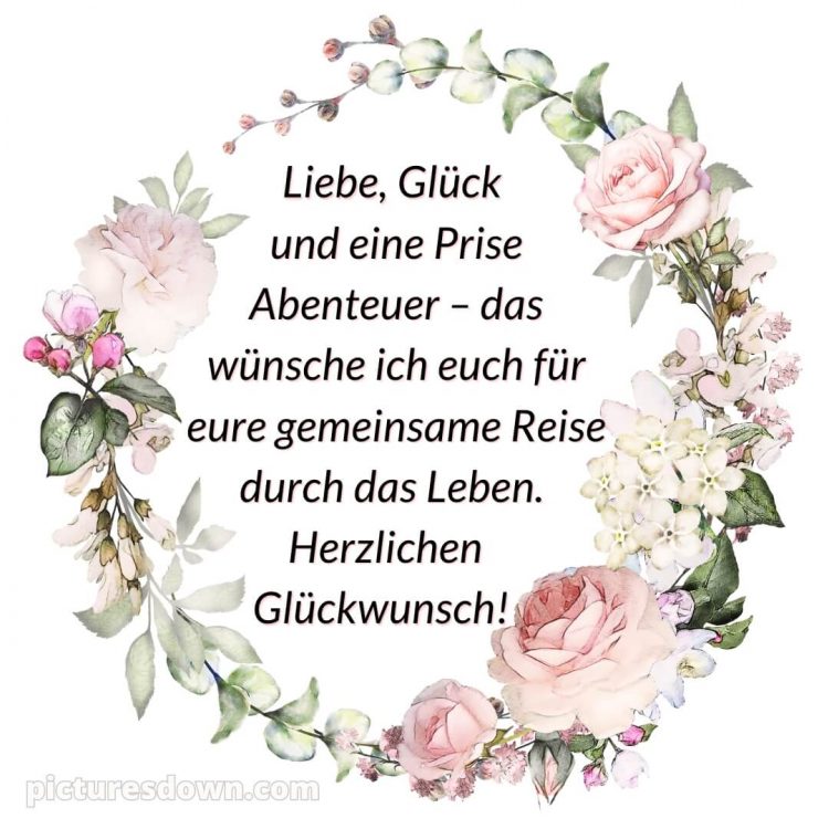 Brautpaar originelle glückwünsche zur hochzeit bild rosa Blumen kostenlos