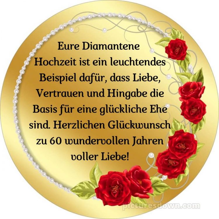 Glückwünsche zur diamantenen hochzeit bild rote Blumen kostenlos