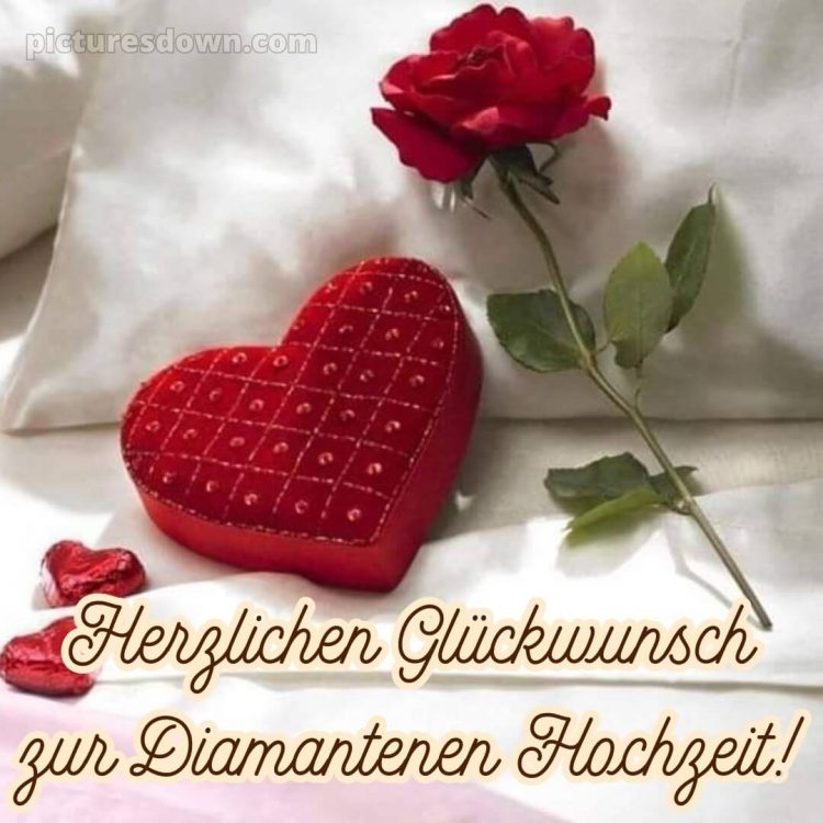 Glückwünsche zur diamantenen hochzeit zum ausdrucken kostenlos bild Rose und Herz kostenlos