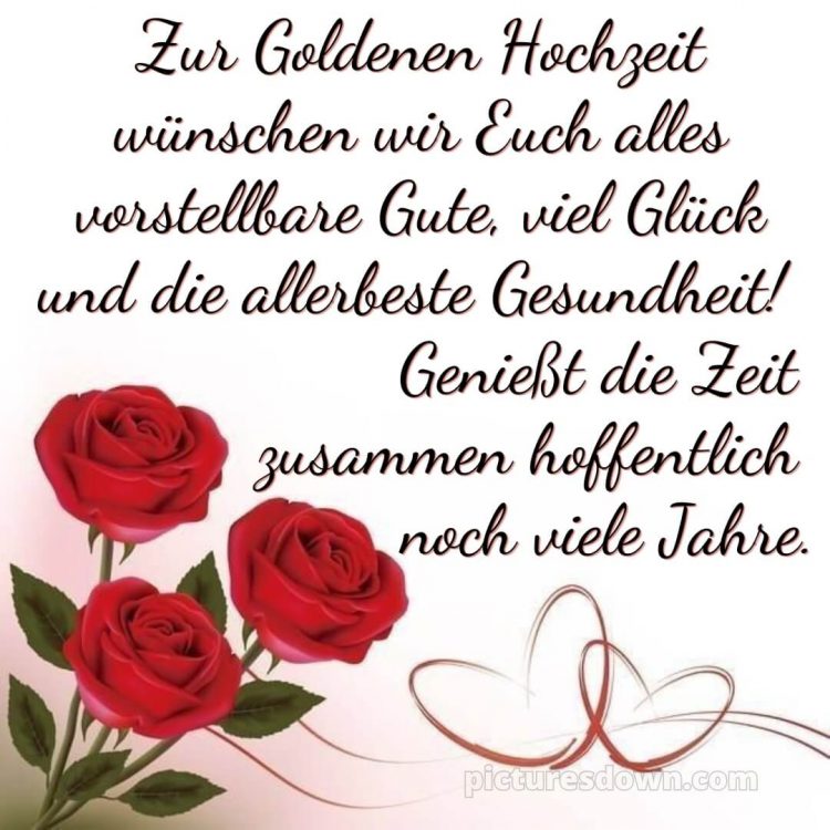 Glückwünsche zur Goldenen Hochzeit bild drei Rosen kostenlos