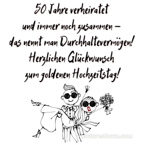 Glückwünsche zur goldenen hochzeit lustig bild Frischvermählte mit Brille kostenlos