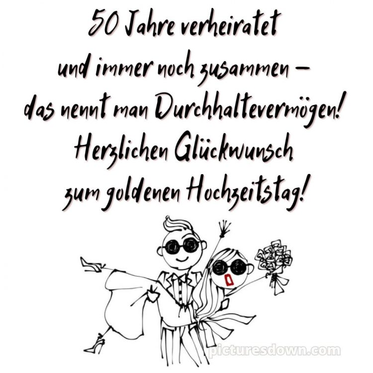 Glückwünsche zur goldenen hochzeit lustig bild Frischvermählte mit Brille kostenlos