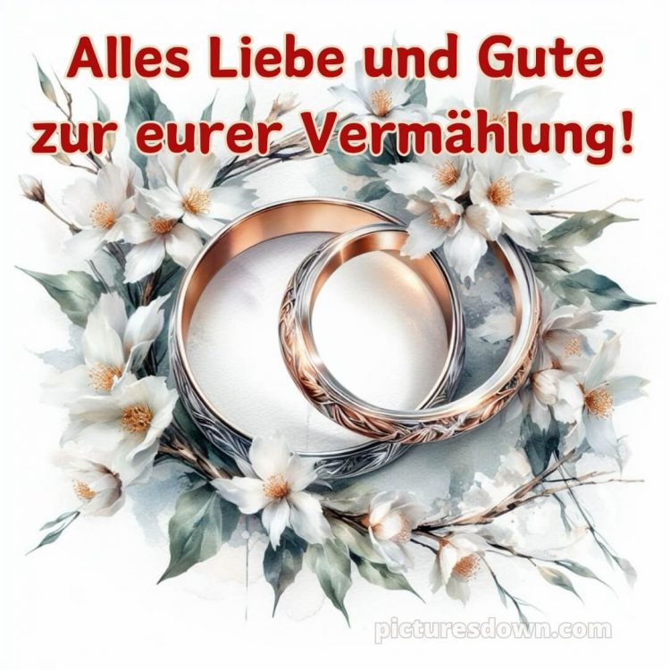 Glückwünsche zur hochzeit karte bild Blumen und Ringe kostenlos