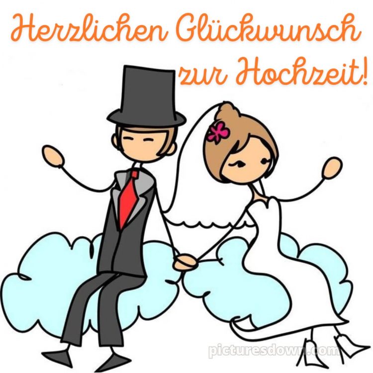 Glückwünsche zur hochzeit lustig bild junges Ehepaar kostenlos