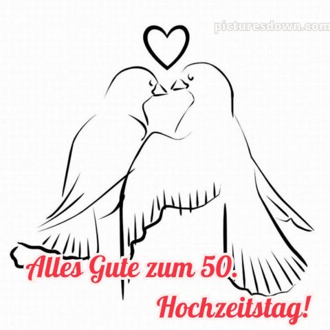 Goldene hochzeit glückwünsche bild Tauben und Herz kostenlos