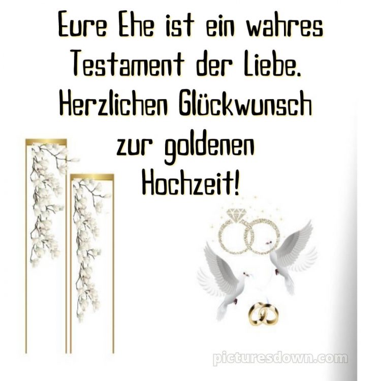 Goldene hochzeit glückwünsche bild Tauben und Ringe kostenlos