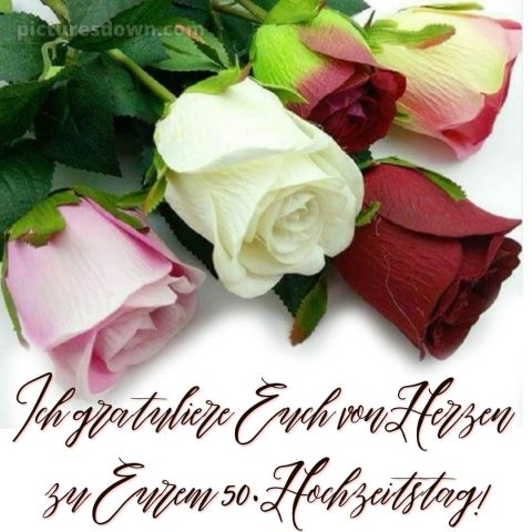 Goldene hochzeit glückwünsche kurz bild fünf Rosen kostenlos