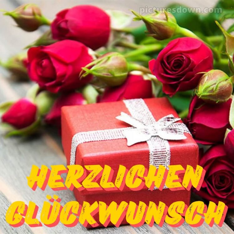 Glückwünsche zum geburtstag whatsapp bild Rosen und Geschenk kostenlos