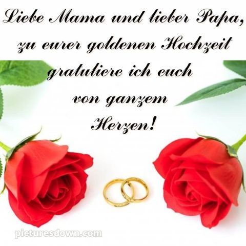 Glückwünsche zur goldenen hochzeit der eltern bild Rosen und Ringe kostenlos