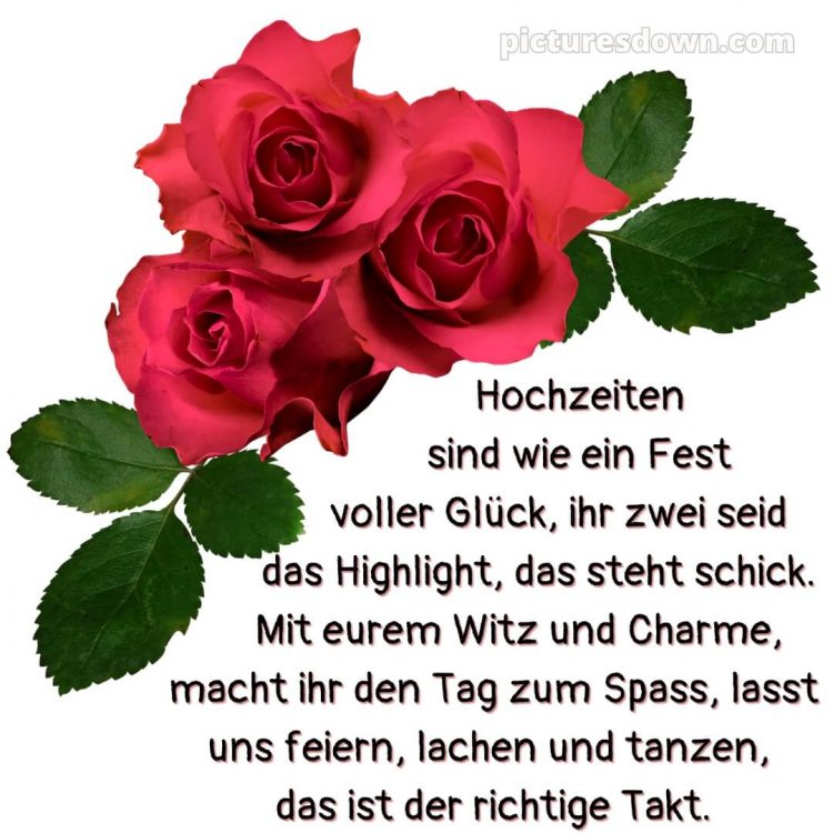 Gratulation witzig originelle glückwünsche zur hochzeit bild drei Rosen kostenlos