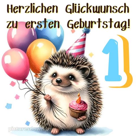 Whatsapp glückwünsche zum 1. geburtstag bild Igel kostenlos