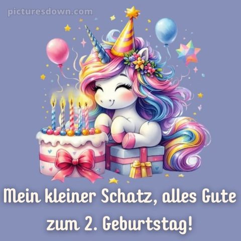 Glückwünsche zum 2 geburtstag whatsapp bild Einhorn kostenlos