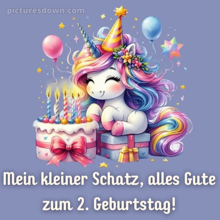 Glückwünsche zum 2 geburtstag whatsapp bild Einhorn kostenlos