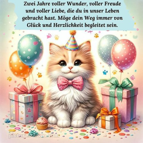 Glückwünsche zum 2 geburtstag whatsapp bild Katze kostenlos