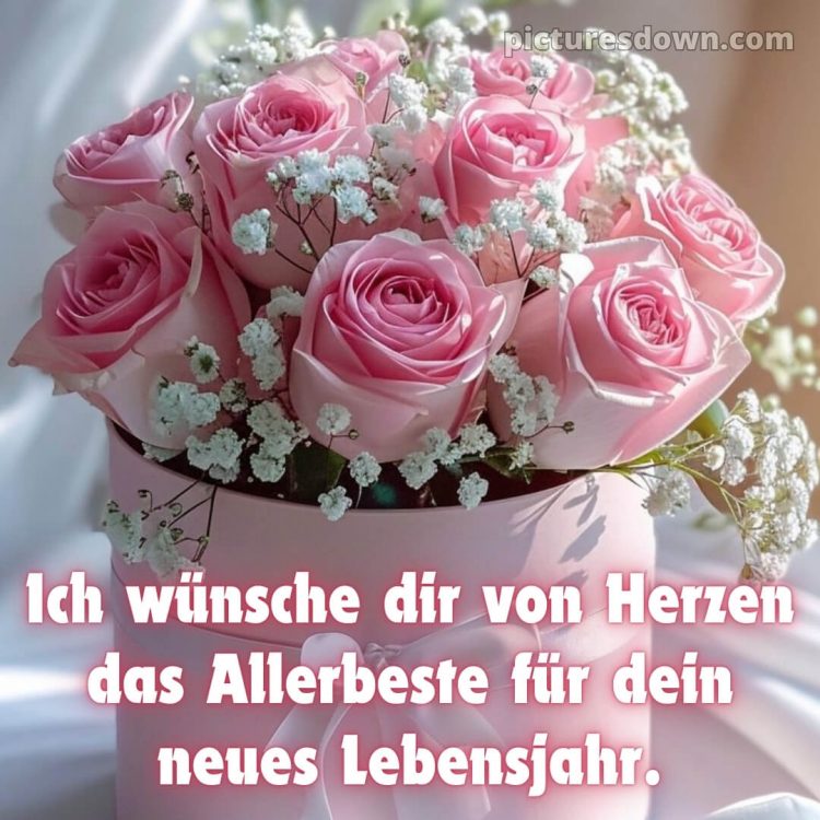 Glückwünsche zum geburtstag kostenlos für whatsapp bild rosa Rosen kostenlos