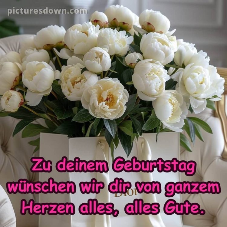 Glückwünsche zum geburtstag kostenlos für whatsapp bild weiße Blumen kostenlos