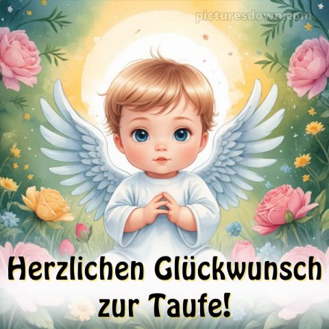 Glückwünsche zur Taufe Junge bild Blumen kostenlos