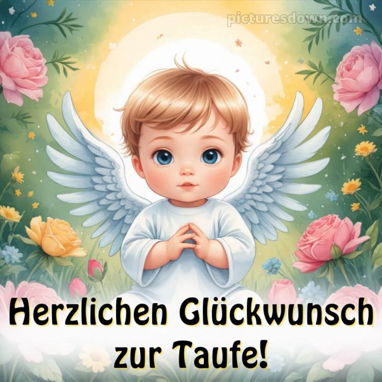 Glückwünsche zur Taufe Junge bild Blumen kostenlos