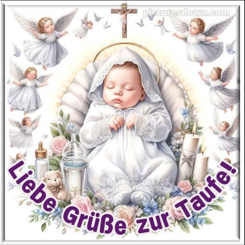 Glückwünsche zur Taufe modern kurz bild Engelchen kostenlos