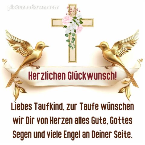 Glückwünsche zur Taufe von Paten modern bild Vögel kostenlos