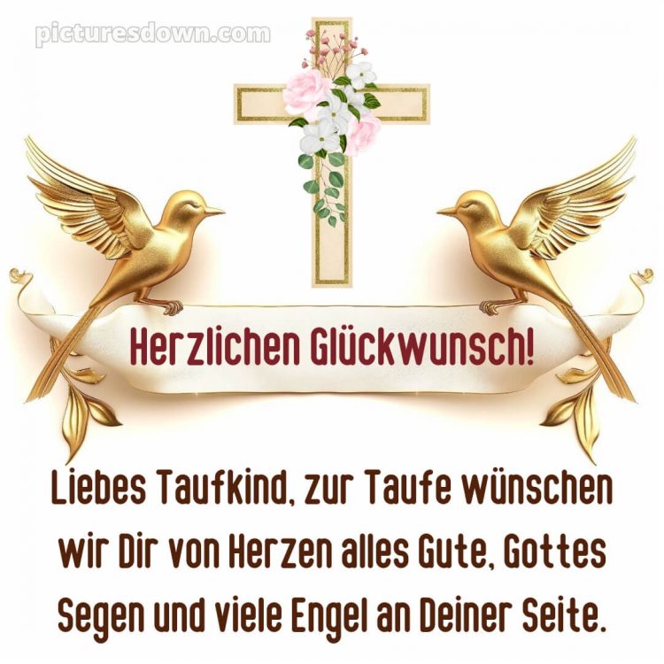 Glückwünsche zur Taufe von Paten modern bild Vögel kostenlos