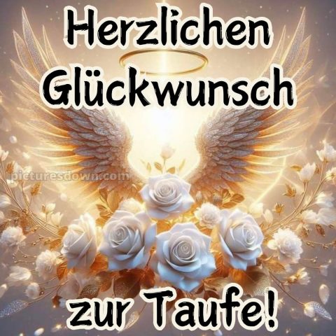 Glückwünsche zur Taufe von Paten modern bild Flügel kostenlos