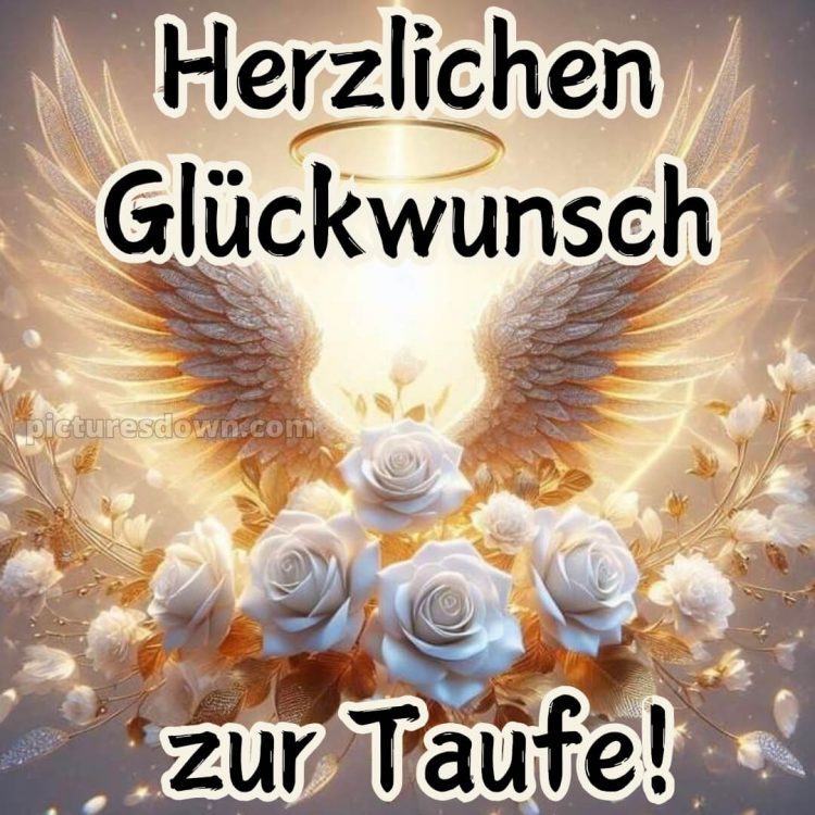 Glückwünsche zur Taufe von Paten modern bild Flügel kostenlos