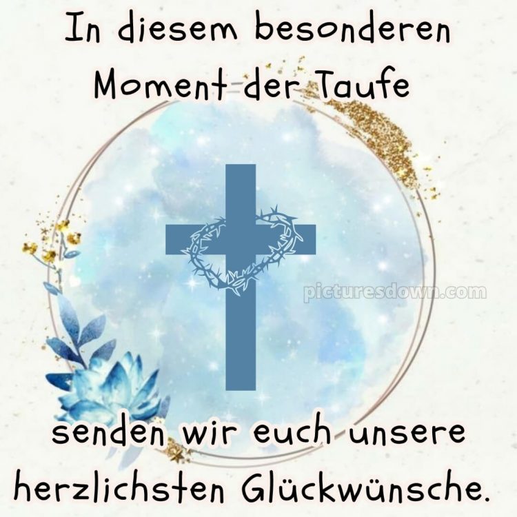 Glückwünsche zur taufe karte bild blaues Kreuz kostenlos