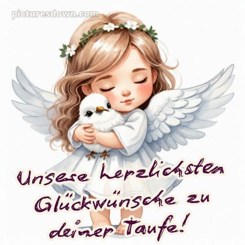 Glückwünsche zur taufe karte bild Vogel und Mädchen kostenlos