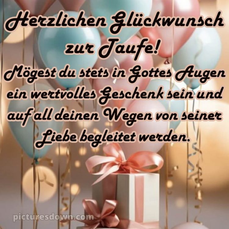 Karte Glückwünsche zur Taufe modern bild Luftballons kostenlos