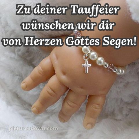 Karte Glückwünsche zur Taufe modern bild kleine Hand kostenlos