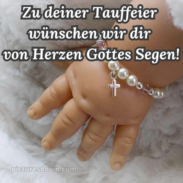 Karte Glückwünsche zur Taufe modern bild kleine Hand kostenlos