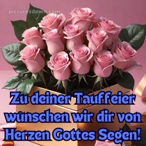 Karte Glückwünsche zur Taufe modern bild Rosen kostenlos