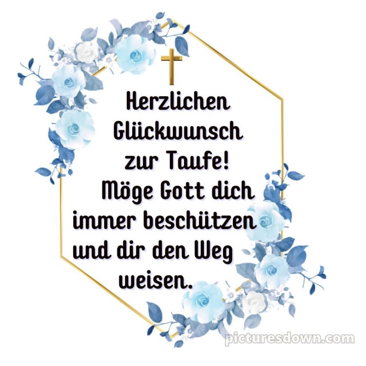 Karte Glückwünsche zur Taufe modern bild Kreuz kostenlos