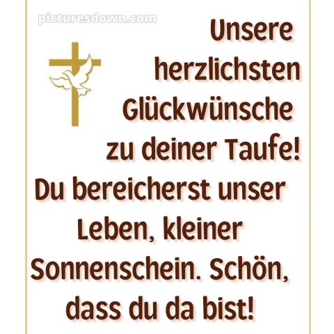 Taufkarte Glückwünsche zur Taufe bild Kreuz und Taube kostenlos