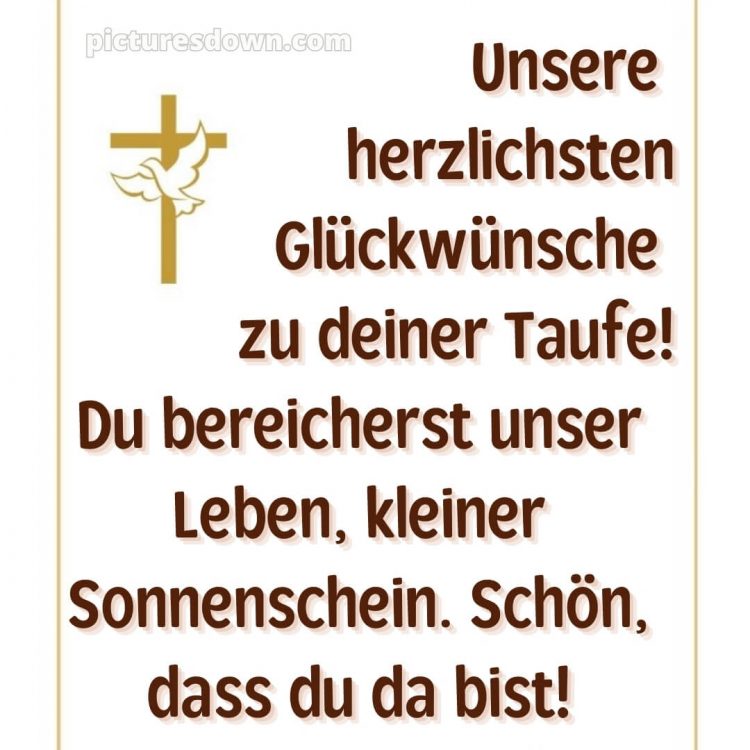 Taufkarte Glückwünsche zur Taufe bild Kreuz und Taube kostenlos