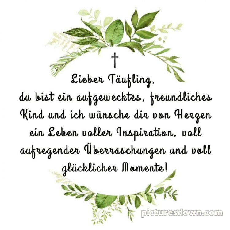 Taufkarte Glückwünsche zur Taufe bild Blätter kostenlos