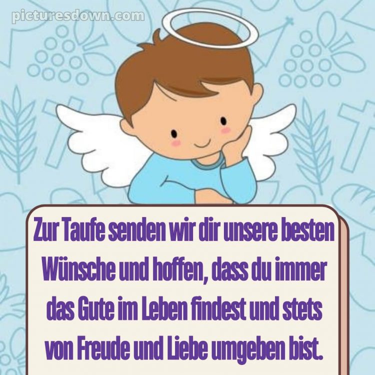 Taufkarte Glückwünsche zur Taufe bild Engelsjunge kostenlos