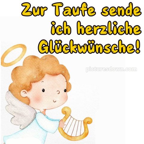Taufkarte Glückwünsche zur Taufe bild Engel mit Flügeln kostenlos