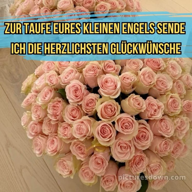 Taufkarte glückwünsche zur taufe modern bild Blumenstrauß kostenlos