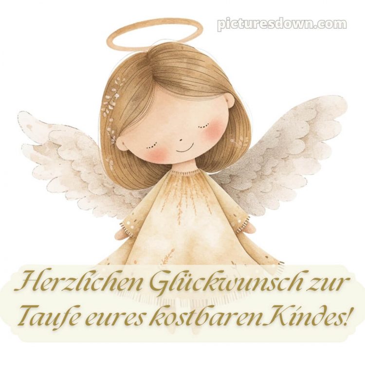 Taufkarte glückwünsche zur taufe modern bild kleiner Engel kostenlos