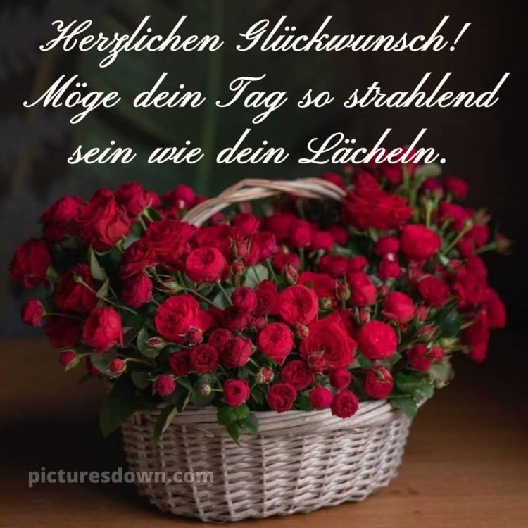 Blumenstrauß alles gute zum geburtstag blumen bild Weidenkorb kostenlos