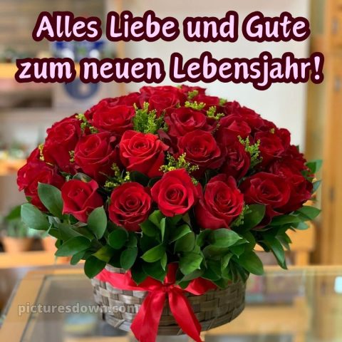Geburtstag blumenstrauß bild rote Rosen kostenlos