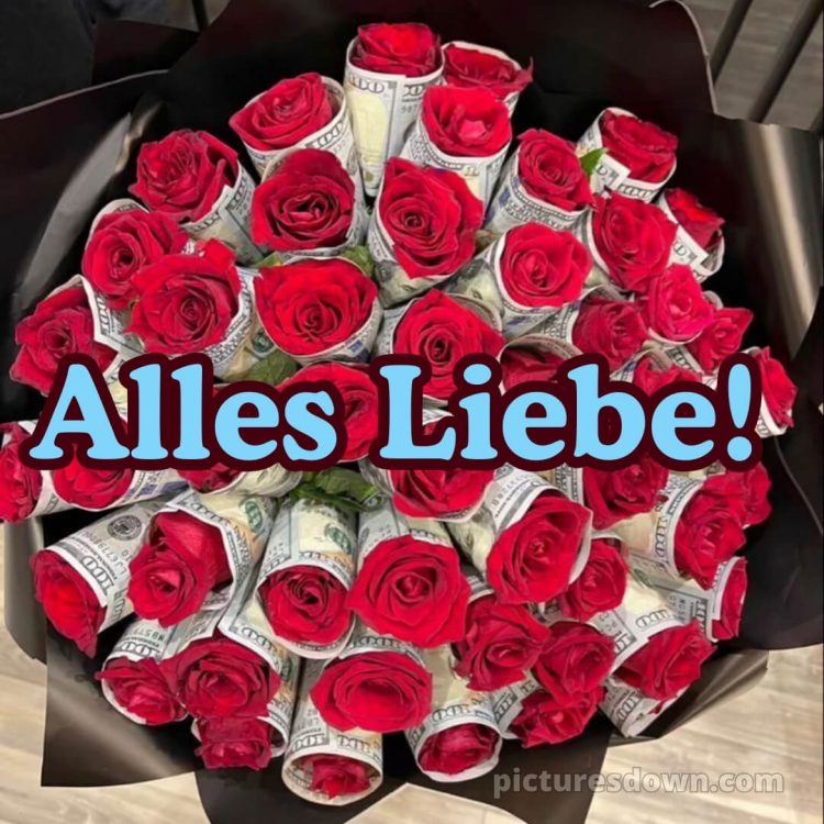 Geburtstag blumenstrauß mit geld bild rote Rosen kostenlos