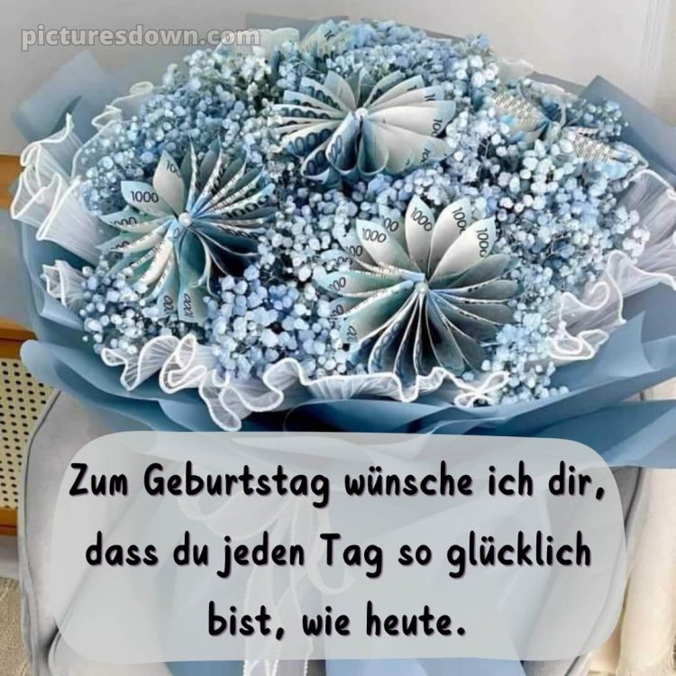 Geburtstag blumenstrauß mit geld bild Karte kostenlos