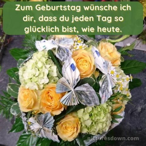 Geburtstag blumenstrauß mit geld bild Schmetterling kostenlos