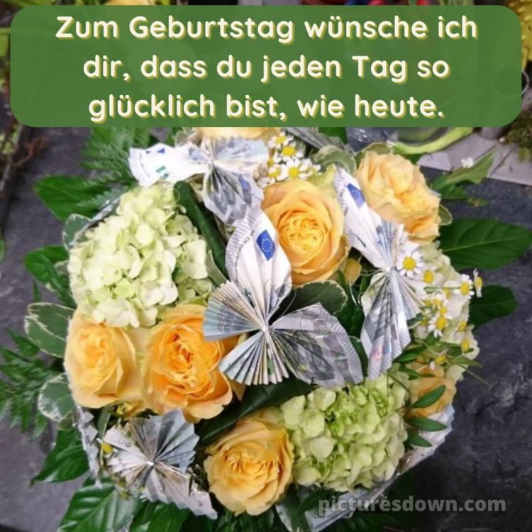 Geburtstag blumenstrauß mit geld bild Schmetterling kostenlos