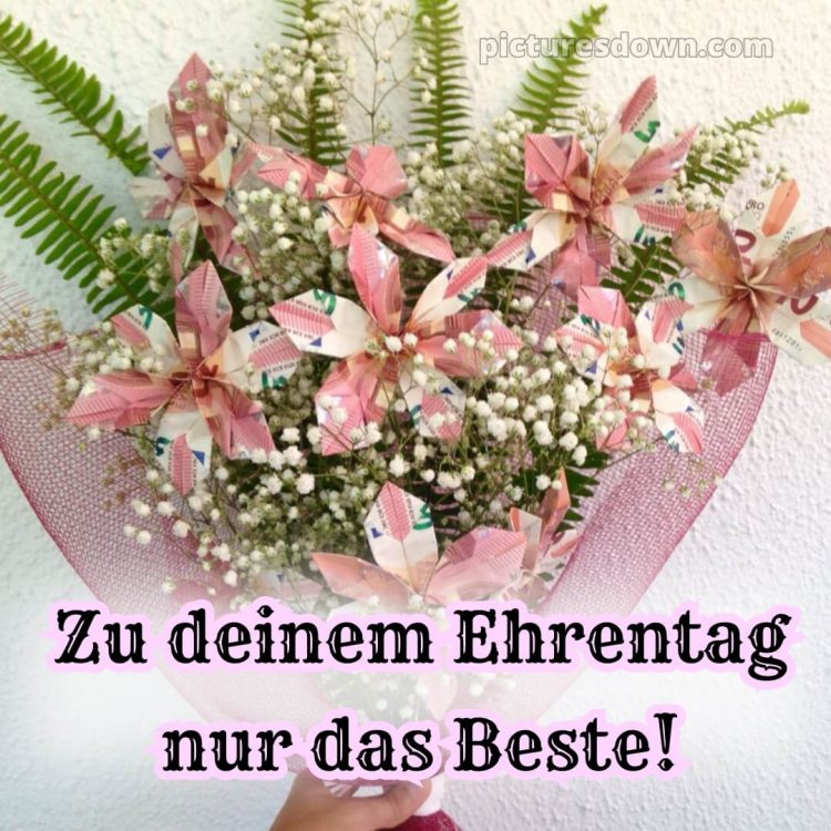 Geburtstag blumenstrauß mit geld bild rosa Strauß kostenlos
