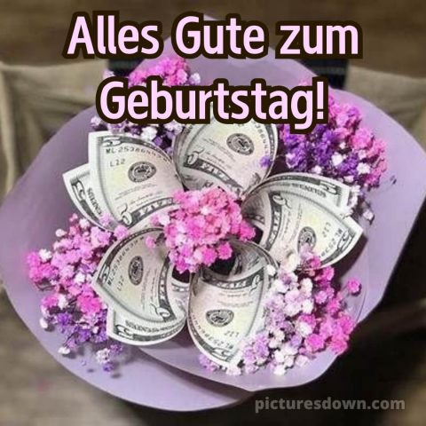 Geburtstag blumenstrauß mit geld bild lila Strauß kostenlos